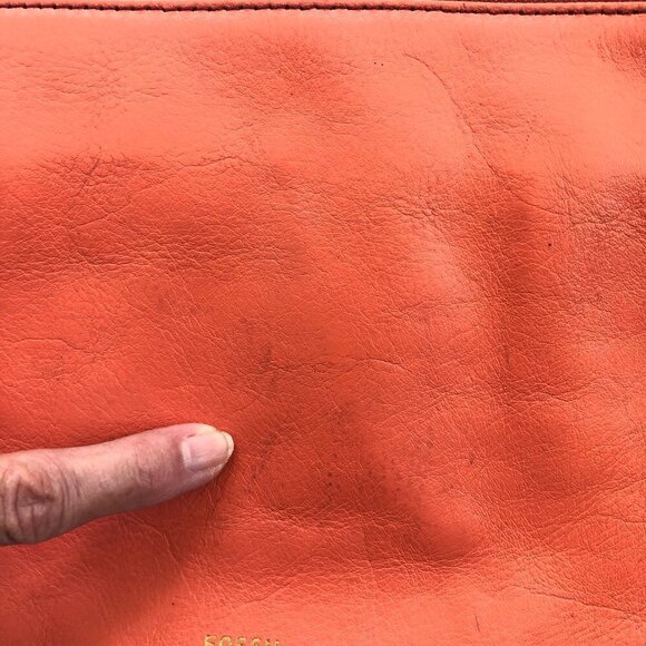 Fossil Melon Color Crossbody Shoulder Trap Leather Bag - Picture 11 of 12